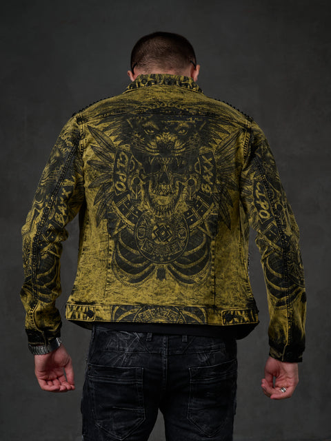 CJ273 Washed Print Men's Denim Jacket