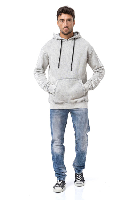 CL597 Men’s Hoodie Sweatshirt with Sleeve Print and Kangaroo Pocket
