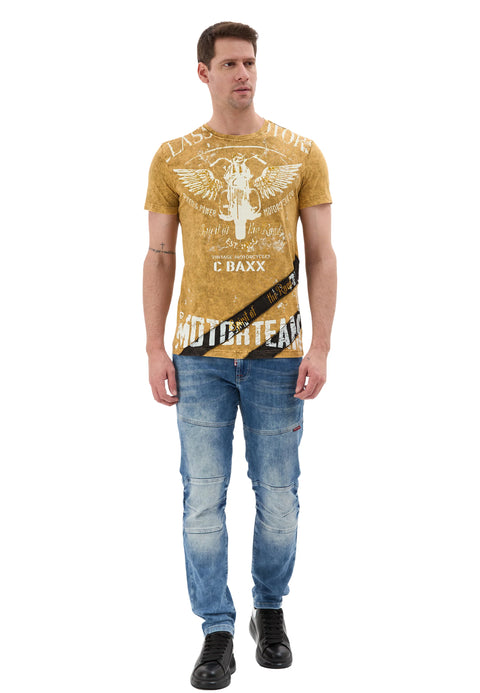 CT706 Men’s T‑Shirt with Vintage Motorcycle Print