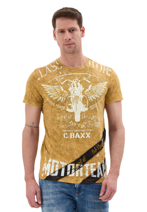CT706 Men’s T‑Shirt with Vintage Motorcycle Print