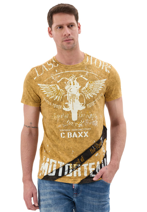 CT706 Men’s T‑Shirt with Vintage Motorcycle Print