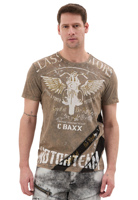 CT706 Men’s T‑Shirt with Vintage Motorcycle Print