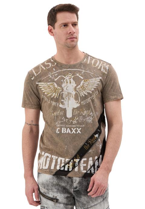 CT706 Men’s T‑Shirt with Vintage Motorcycle Print