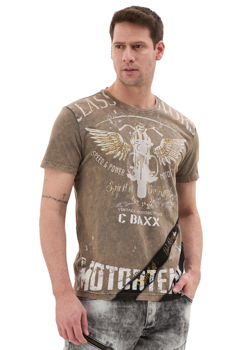 CT706 Men’s T‑Shirt with Vintage Motorcycle Print