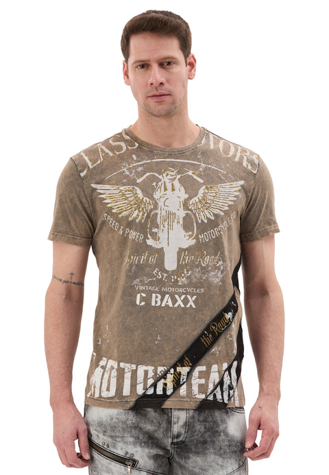CT706 Men’s T‑Shirt with Vintage Motorcycle Print