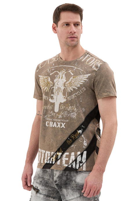 CT706 Men’s T‑Shirt with Vintage Motorcycle Print