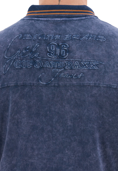 CT852 Men’s Polo T‑Shirt with Denim Look and Contrast Stitching