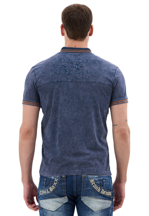 CT852 Men’s Polo T‑Shirt with Denim Look and Contrast Stitching