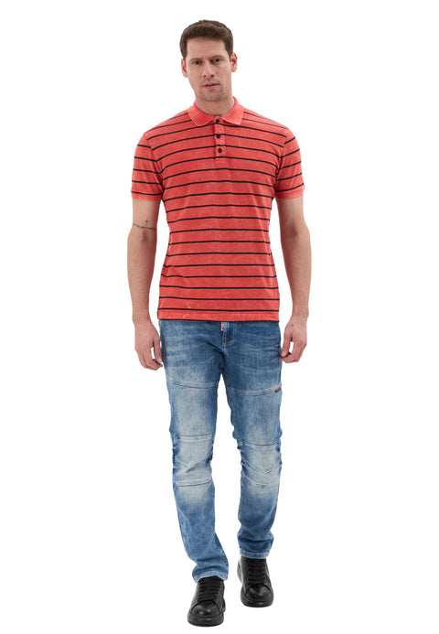 CT858 Men’s Polo Shirt with Stripe Pattern