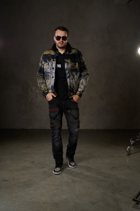 CJ245 Variegated Fur Men's Denim Jacket