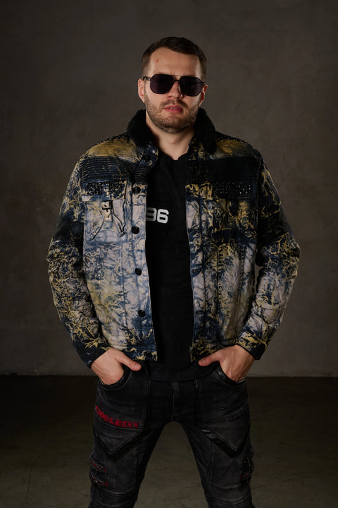CJ245 Variegated Fur Men's Denim Jacket