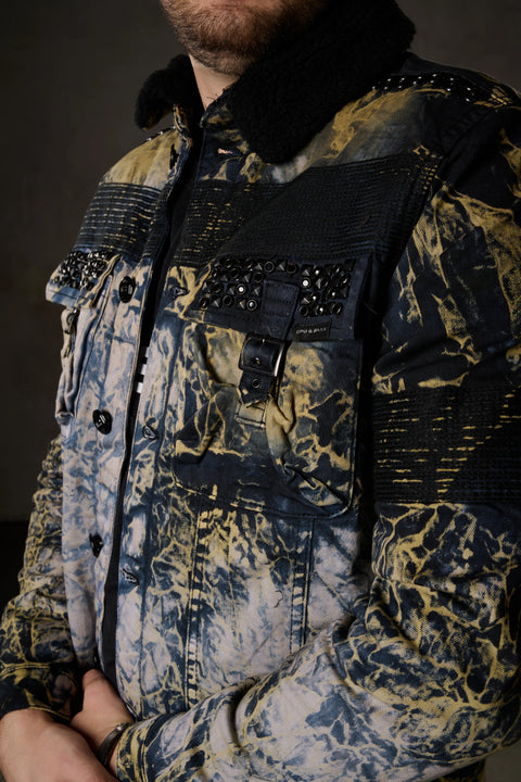 CJ245 Variegated Fur Men's Denim Jacket
