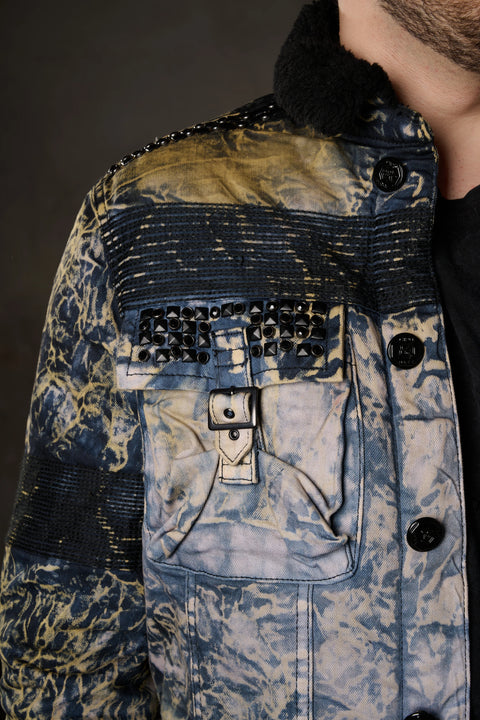 CJ245 Variegated Fur Men's Denim Jacket