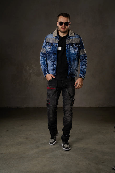 CJ245 Variegated Fur Men's Denim Jacket