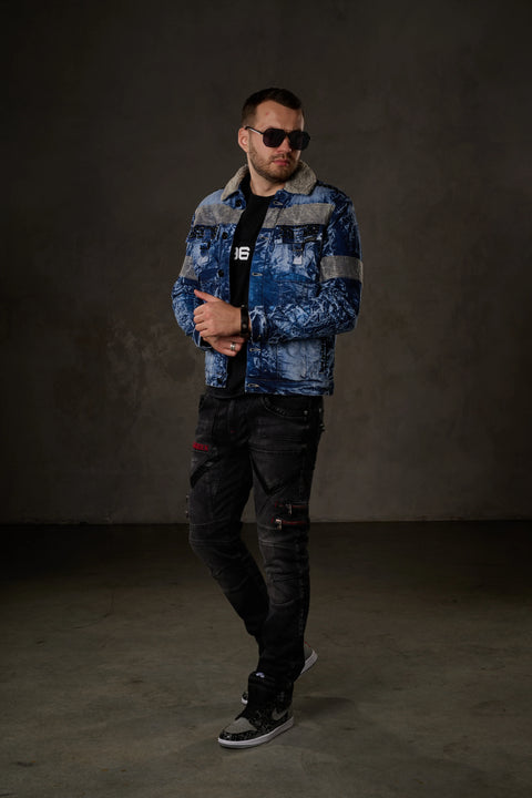 CJ245 Variegated Fur Men's Denim Jacket
