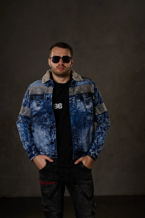 CJ245 Variegated Fur Men's Denim Jacket