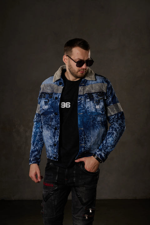 CJ245 Variegated Fur Men's Denim Jacket
