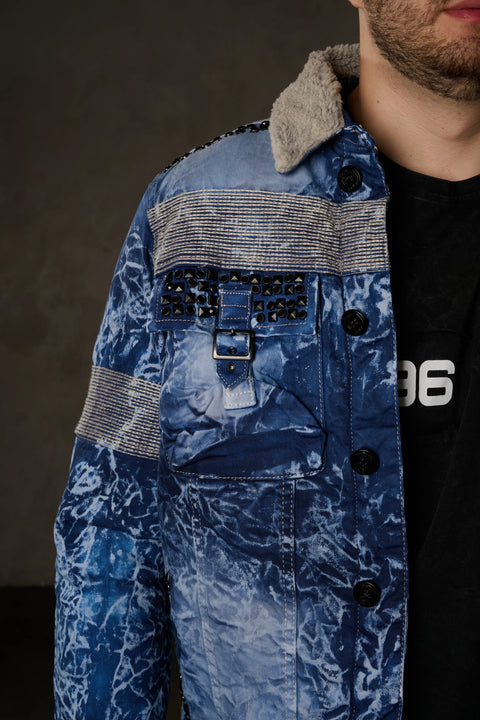 CJ245 Variegated Fur Men's Denim Jacket