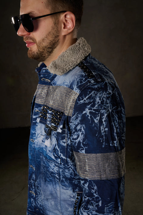 CJ245 Variegated Fur Men's Denim Jacket