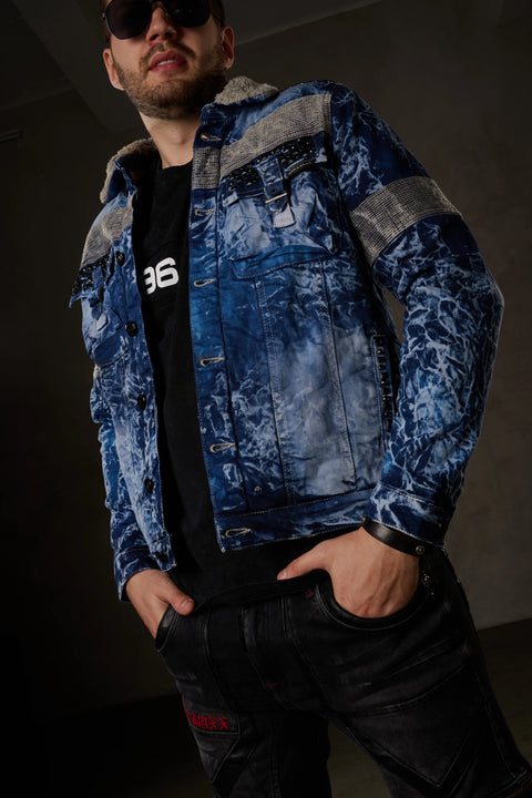 CJ245 Variegated Fur Men's Denim Jacket