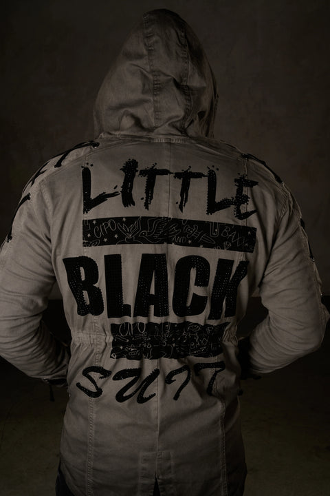CJ183 Long Sleeves Lace-Up Text Printed Men's Jacket