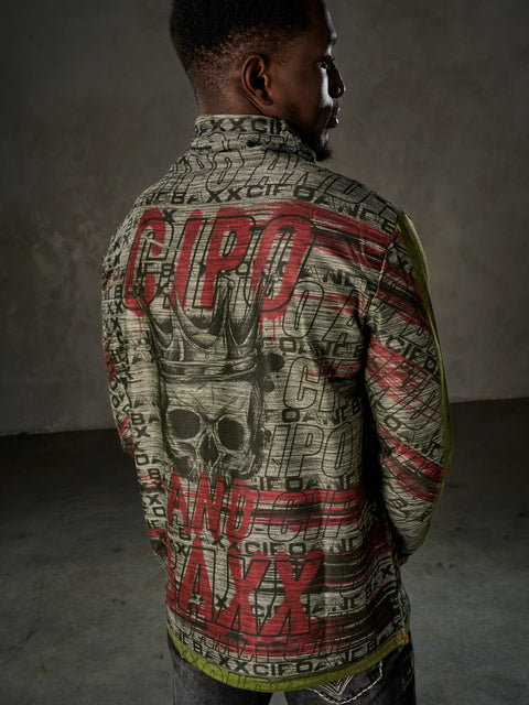 CL468 Shawl Collar Patterned Sweatshirt