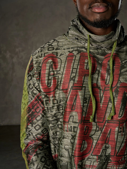 CL468 Shawl Collar Patterned Sweatshirt