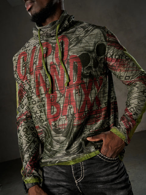 CL468 Shawl Collar Patterned Sweatshirt