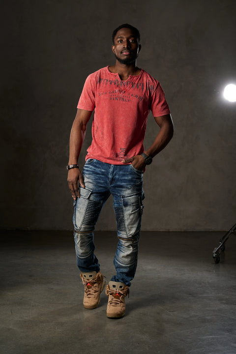 CD523 Cargo Pocket Worn Out Loose Cut Hip Hop Style Trousers