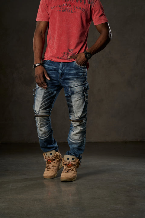 CD523 Cargo Pocket Worn Out Loose Cut Hip Hop Style Trousers