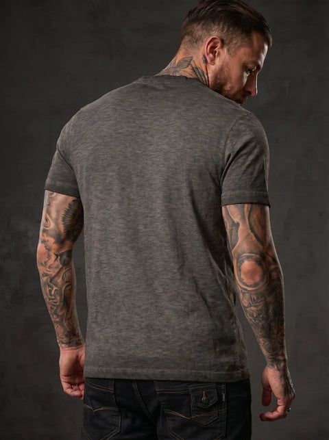 CT835 Men’s T‑Shirt Mustard – Modern Henley Button Tee