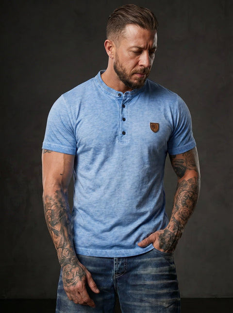 CT835 Men’s T‑Shirt Mustard – Modern Henley Button Tee