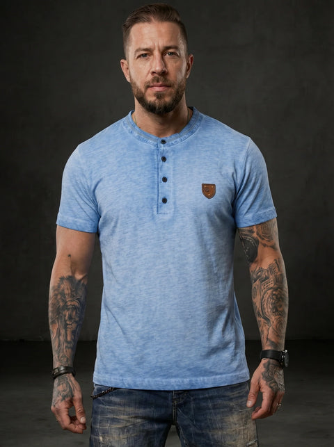 CT835 Men’s T‑Shirt Mustard – Modern Henley Button Tee