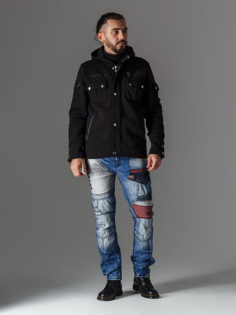 CD574 Embroidered Piece Colored Patchwork Regular Cut Jeans