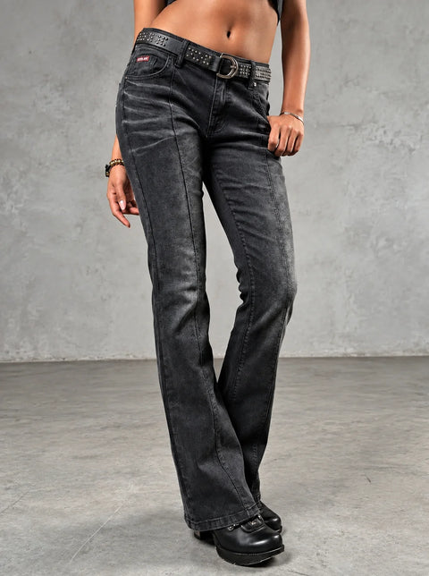 WD535 Cipo & Baxx Women’s Bootcut Fit Jeans with Vintage Wash and Decorative Seams