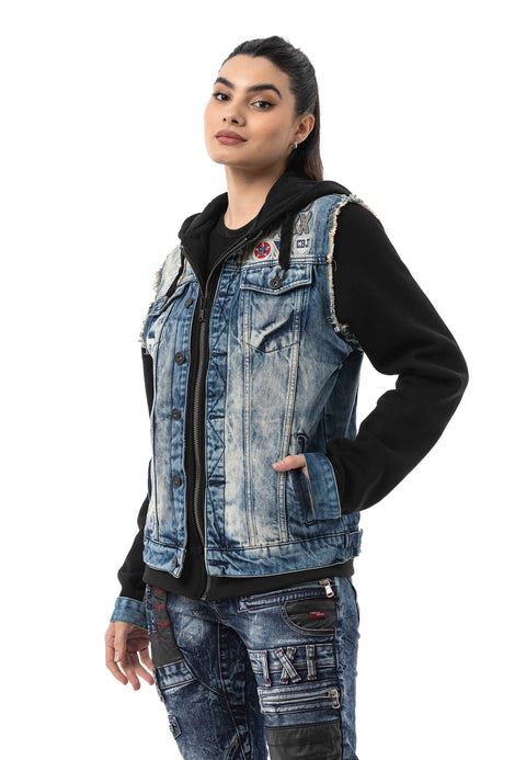 WJ235 Women’s Denim Jacket with Hood