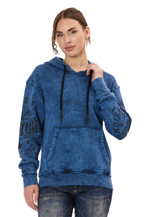 WL378 Women’s Hoodie – Vintage Washed Look with Sleeve Prints