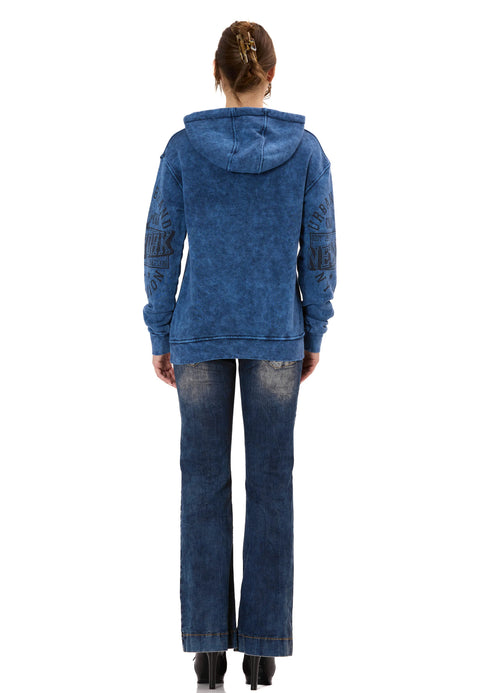 WL378 Women’s Hoodie – Vintage Washed Look with Sleeve Prints