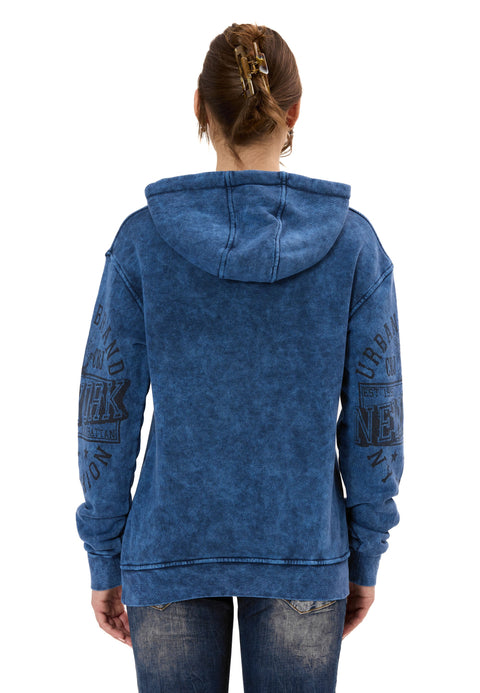 WL378 Women’s Hoodie – Vintage Washed Look with Sleeve Prints