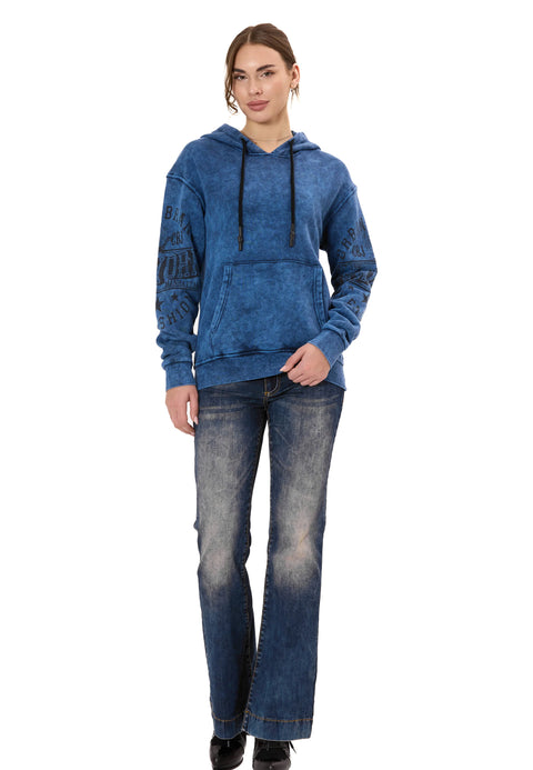 WL378 Women’s Hoodie – Vintage Washed Look with Sleeve Prints