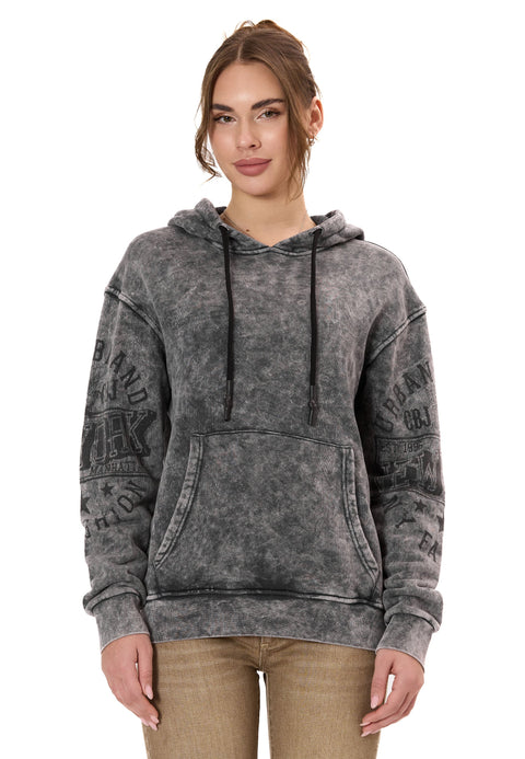WL378 Women’s Hoodie – Vintage Washed Look with Sleeve Prints