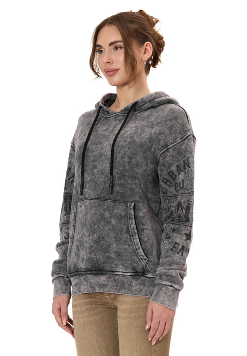 WL378 Women’s Hoodie – Vintage Washed Look with Sleeve Prints