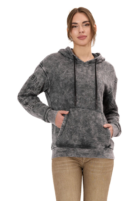 WL378 Women’s Hoodie – Vintage Washed Look with Sleeve Prints