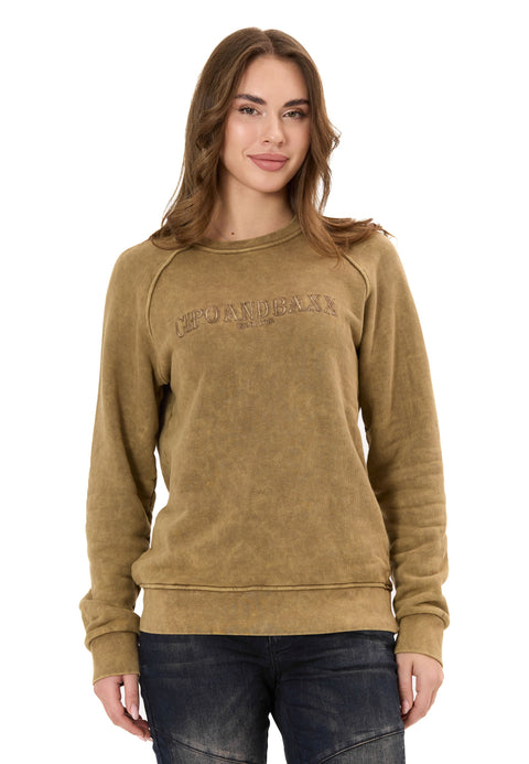 WL381 Women’s Sweatshirt – Washed Look with Logo Embroidery