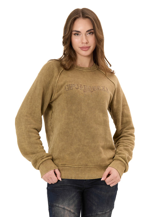 WL381 Women’s Sweatshirt – Washed Look with Logo Embroidery