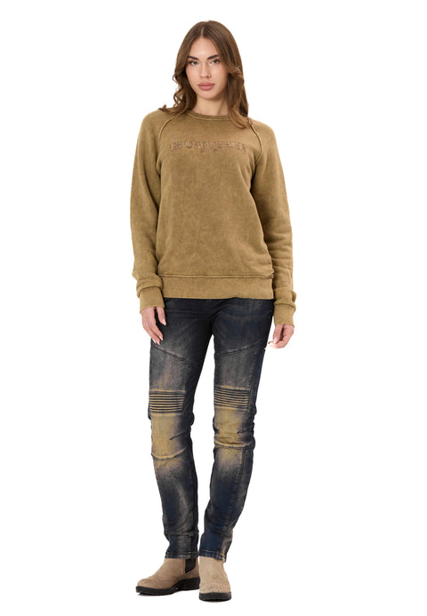 WL381 Women’s Sweatshirt – Washed Look with Logo Embroidery