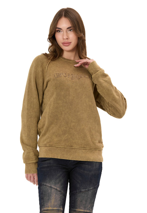 WL381 Women’s Sweatshirt – Washed Look with Logo Embroidery