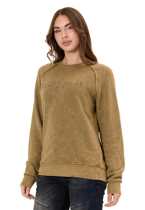WL381 Women’s Sweatshirt – Washed Look with Logo Embroidery