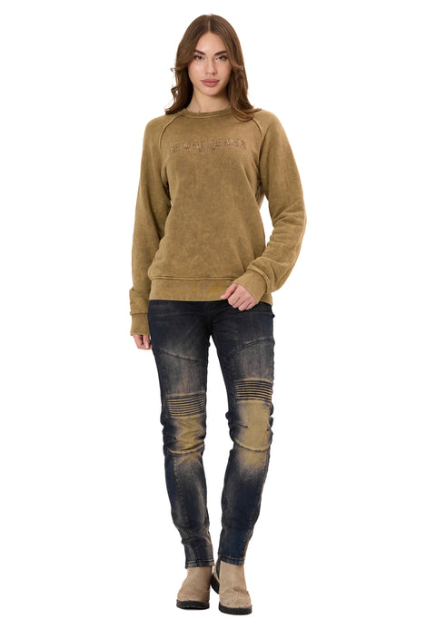 WL381 Women’s Sweatshirt – Washed Look with Logo Embroidery