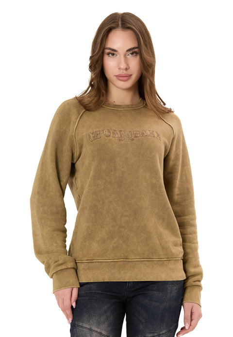 WL381 Women’s Sweatshirt – Washed Look with Logo Embroidery